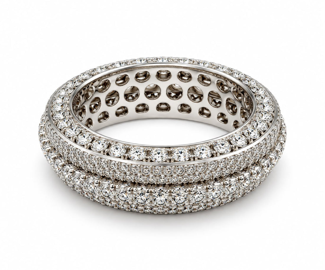 10K White Gold Lab Diamond Men's Fancy Band Ring