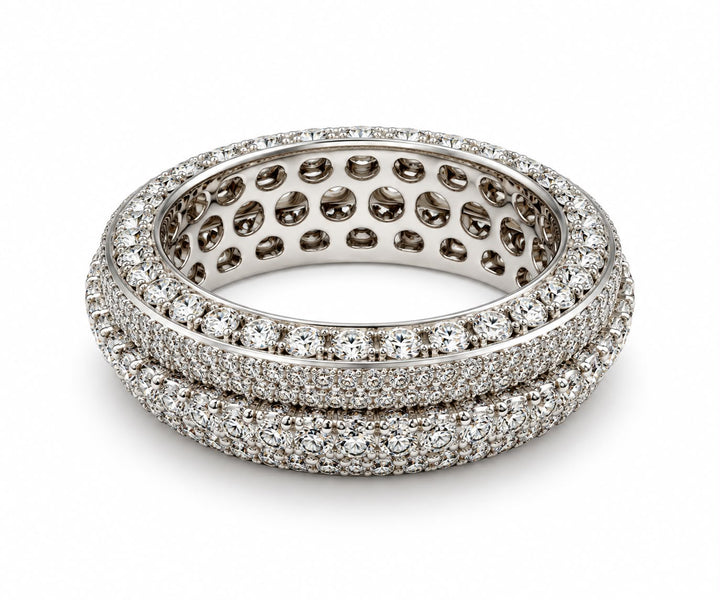 10K White Gold Lab Diamond Men's Fancy Band Ring