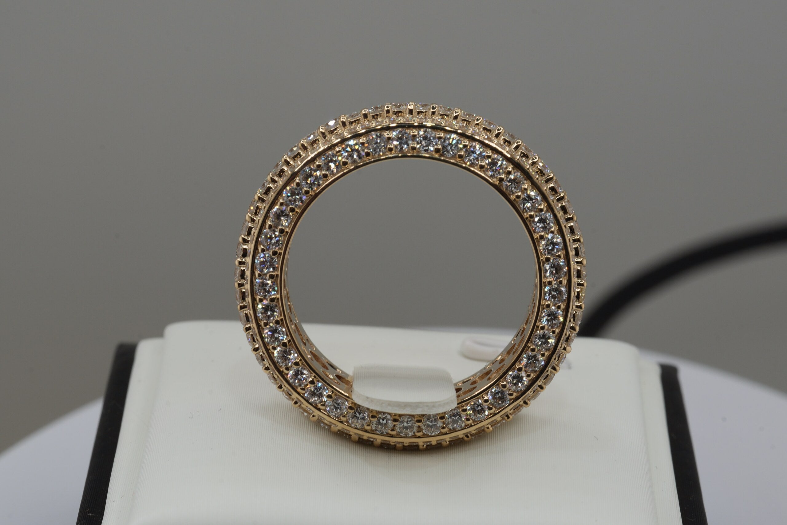 10K Yellow Gold Lab Diamond Men's Fancy Band Ring, 4.25ctw