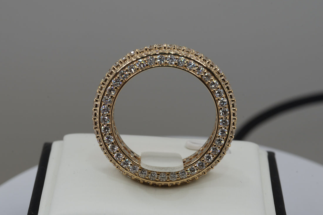 10K Yellow Gold Lab Diamond Men's Fancy Band Ring, 4.25ctw