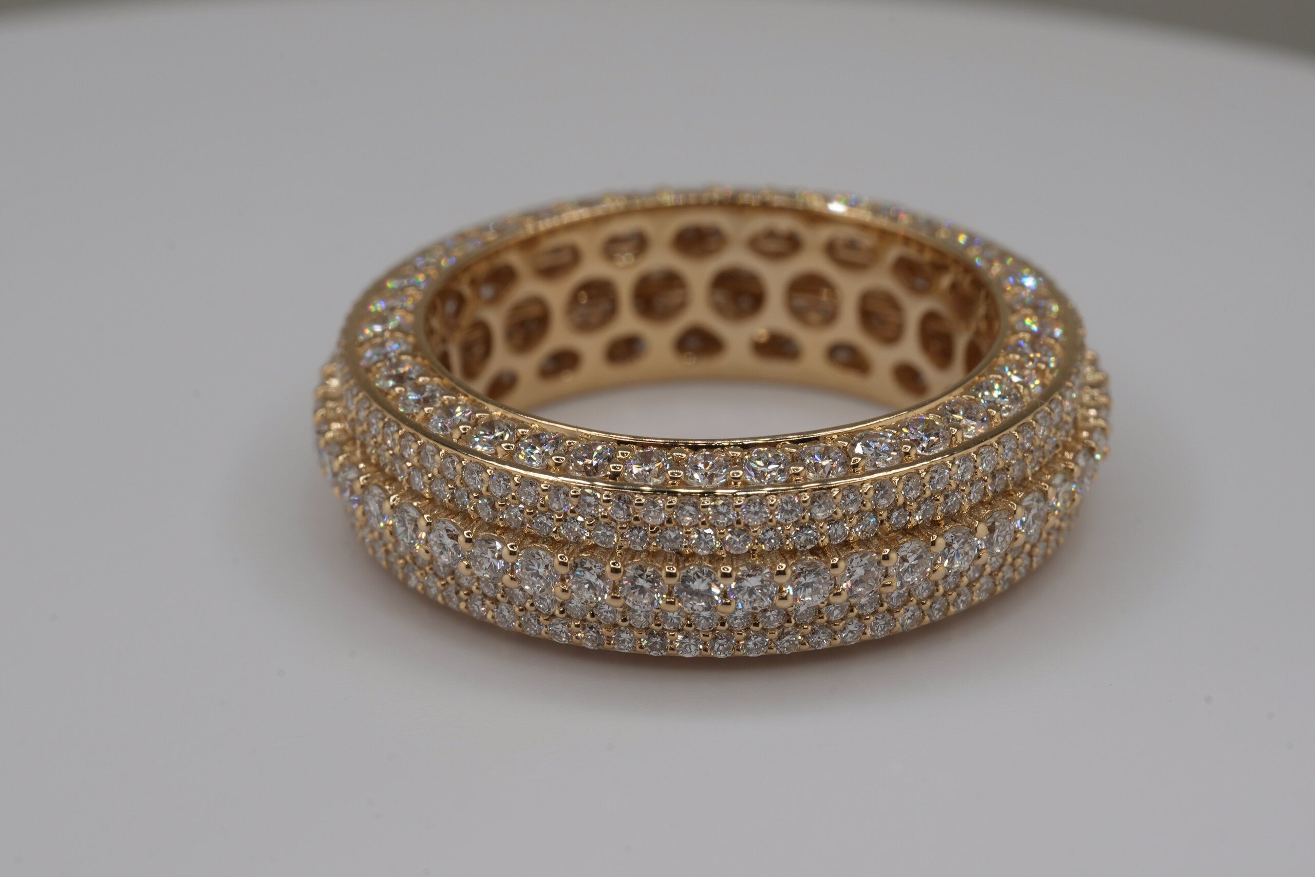 10K Yellow Gold Lab Diamond Men's Fancy Band Ring, 4.25ctw