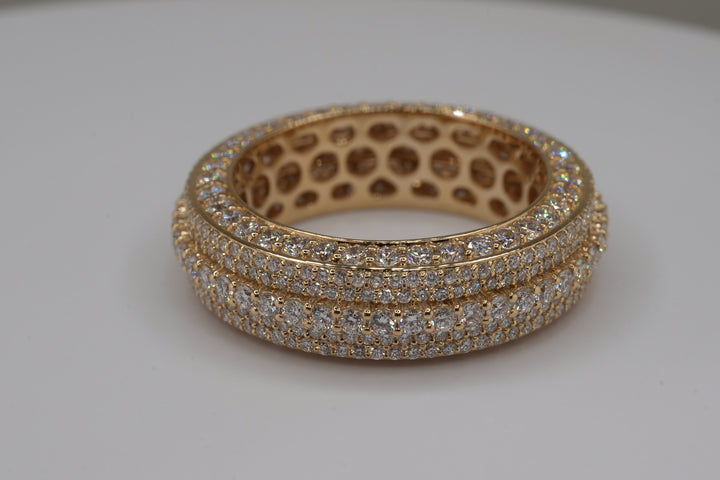 10K Yellow Gold Lab Diamond Men's Fancy Band Ring, 4.25ctw