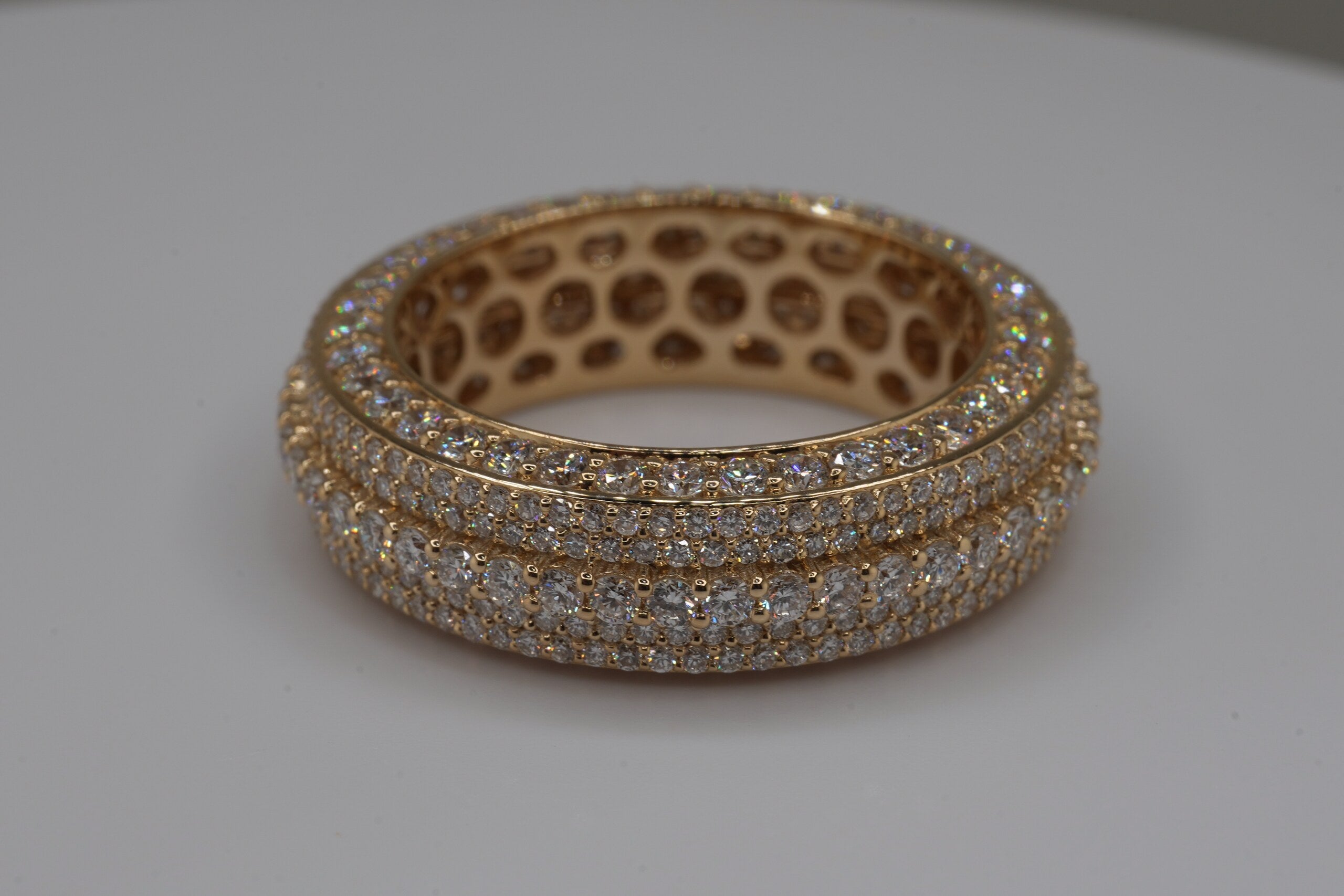 10K Yellow Gold Lab Diamond Men's Fancy Band Ring, 4.25ctw