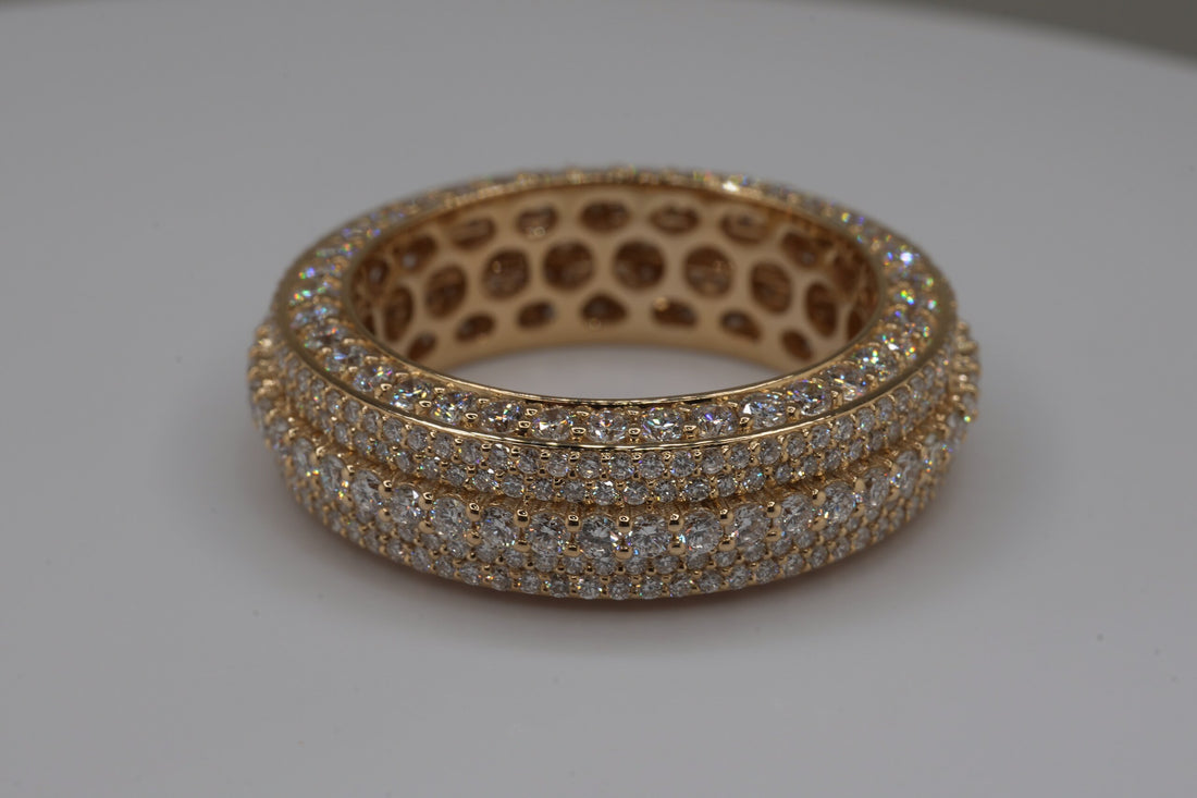 10K Yellow Gold Lab Diamond Men's Fancy Band Ring, 4.25ctw