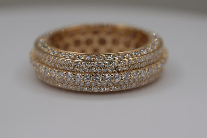 10K Yellow Gold Lab Diamond Men's Fancy Band Ring, 4.25ctw