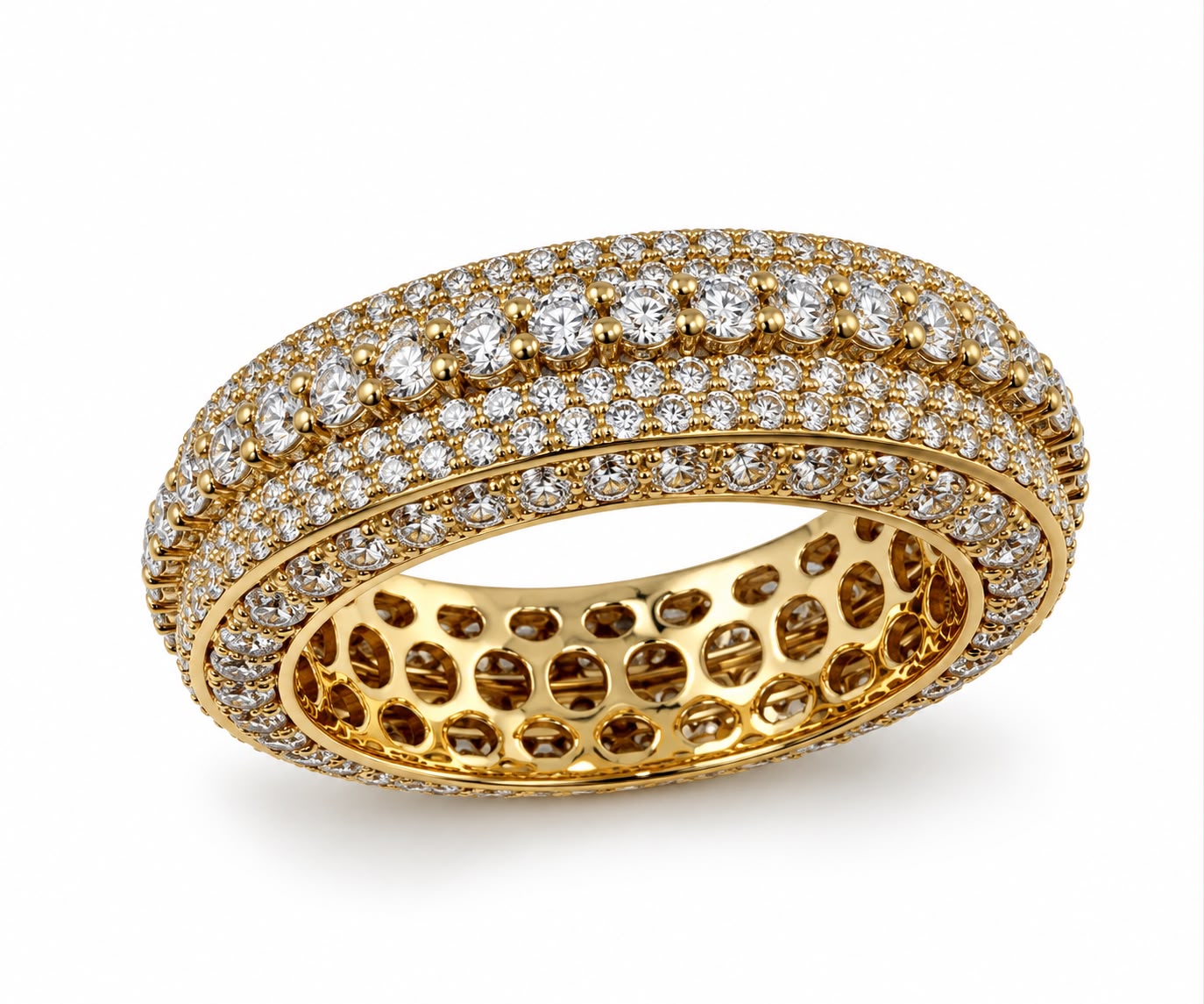 10K Yellow Gold Lab Diamond Men's Fancy Band Ring, 4.25ctw