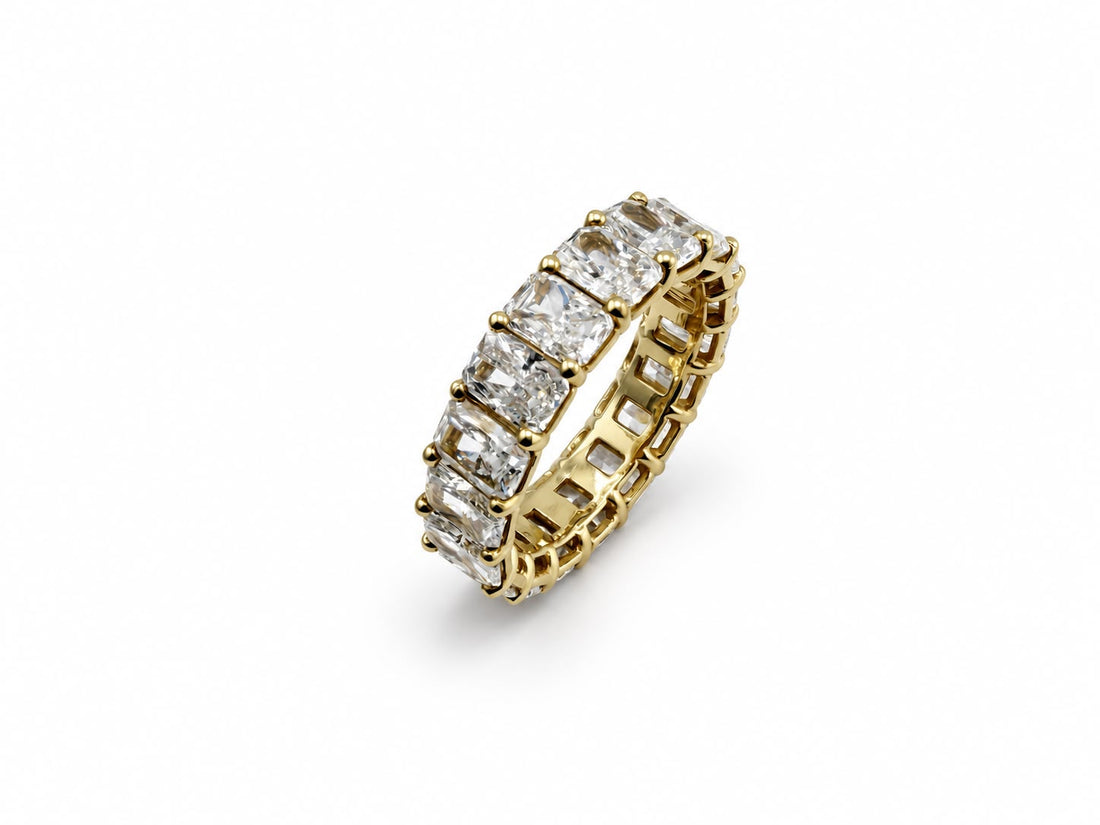 10K Yellow Gold Emerald Cut Lab Diamond Men's Band Ring, 9.60ctw