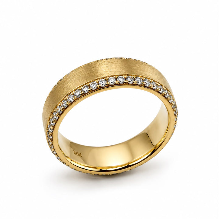 10K Yellow Gold Lab Diamond Men's Lathe Band Ring