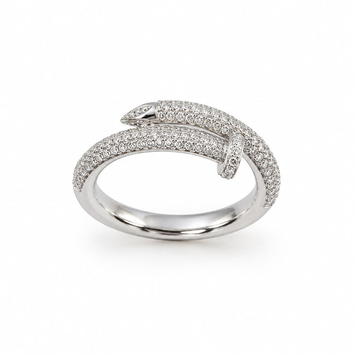 14K White Gold Lab Diamond Pave Wrap-Around Nail Ring