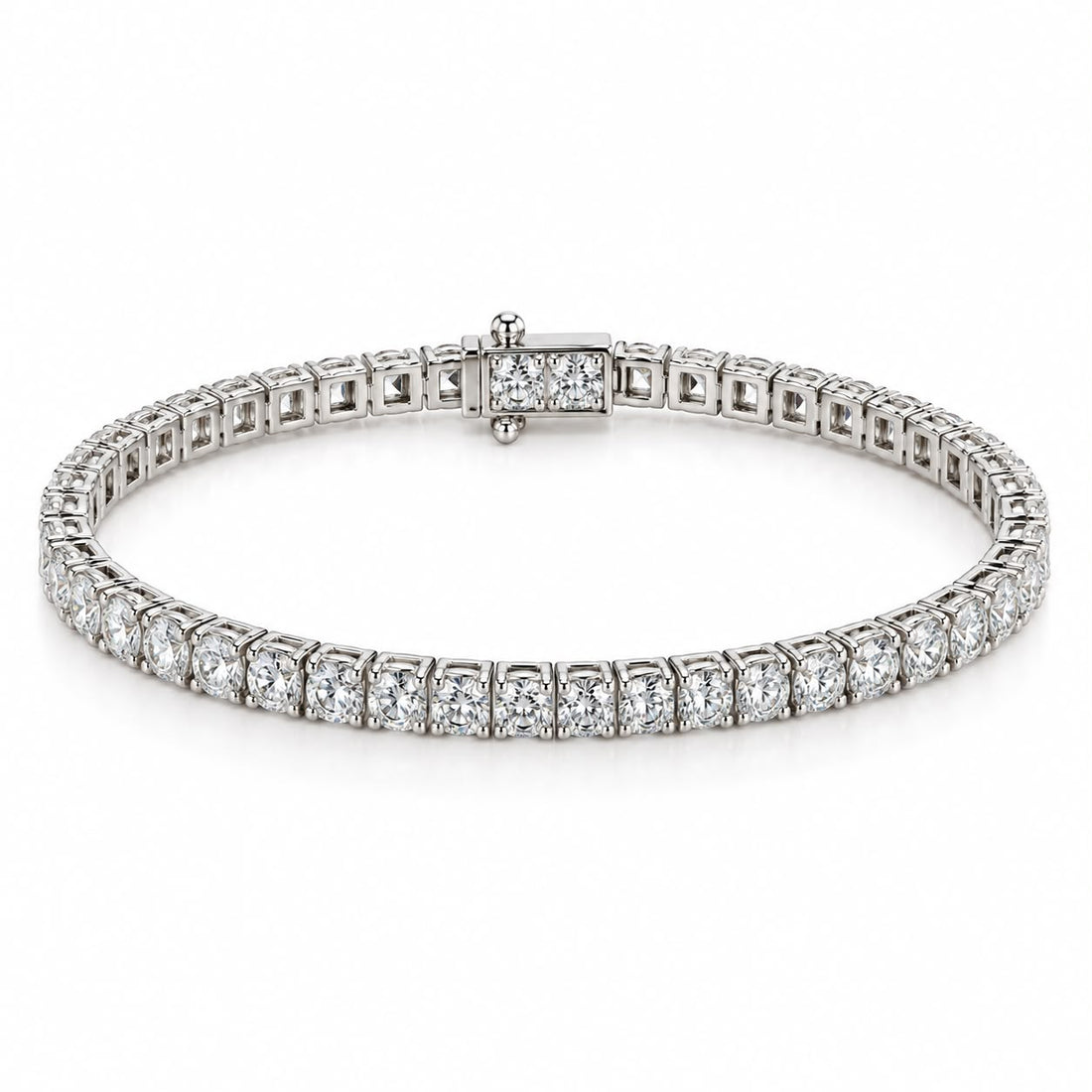 14K White Gold Lab Diamond Tennis Bracelet, 5.41ctw - 7"