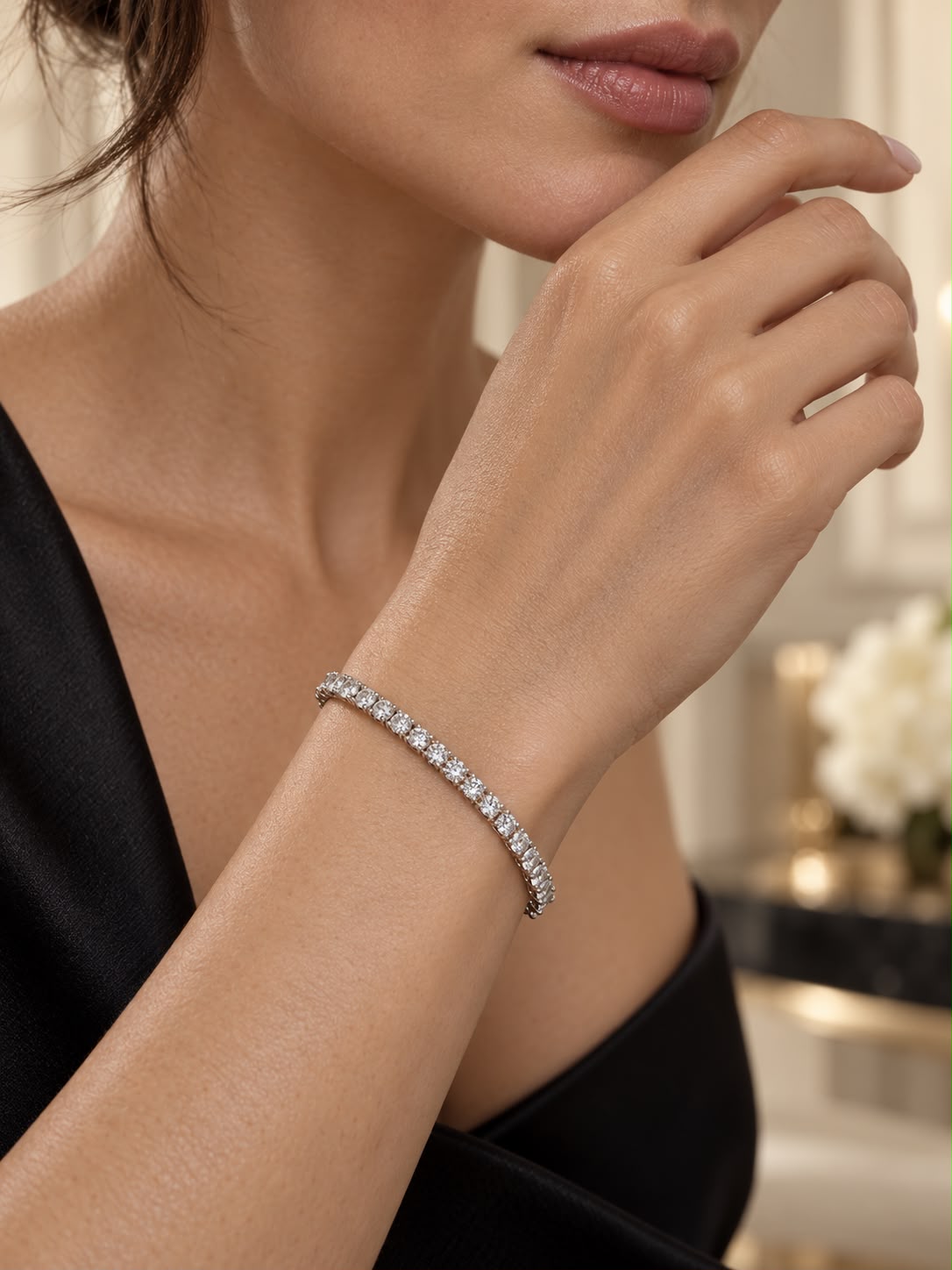 14K White Gold Lab Diamond Tennis Bracelet, 9.66ctw - 7.5"
