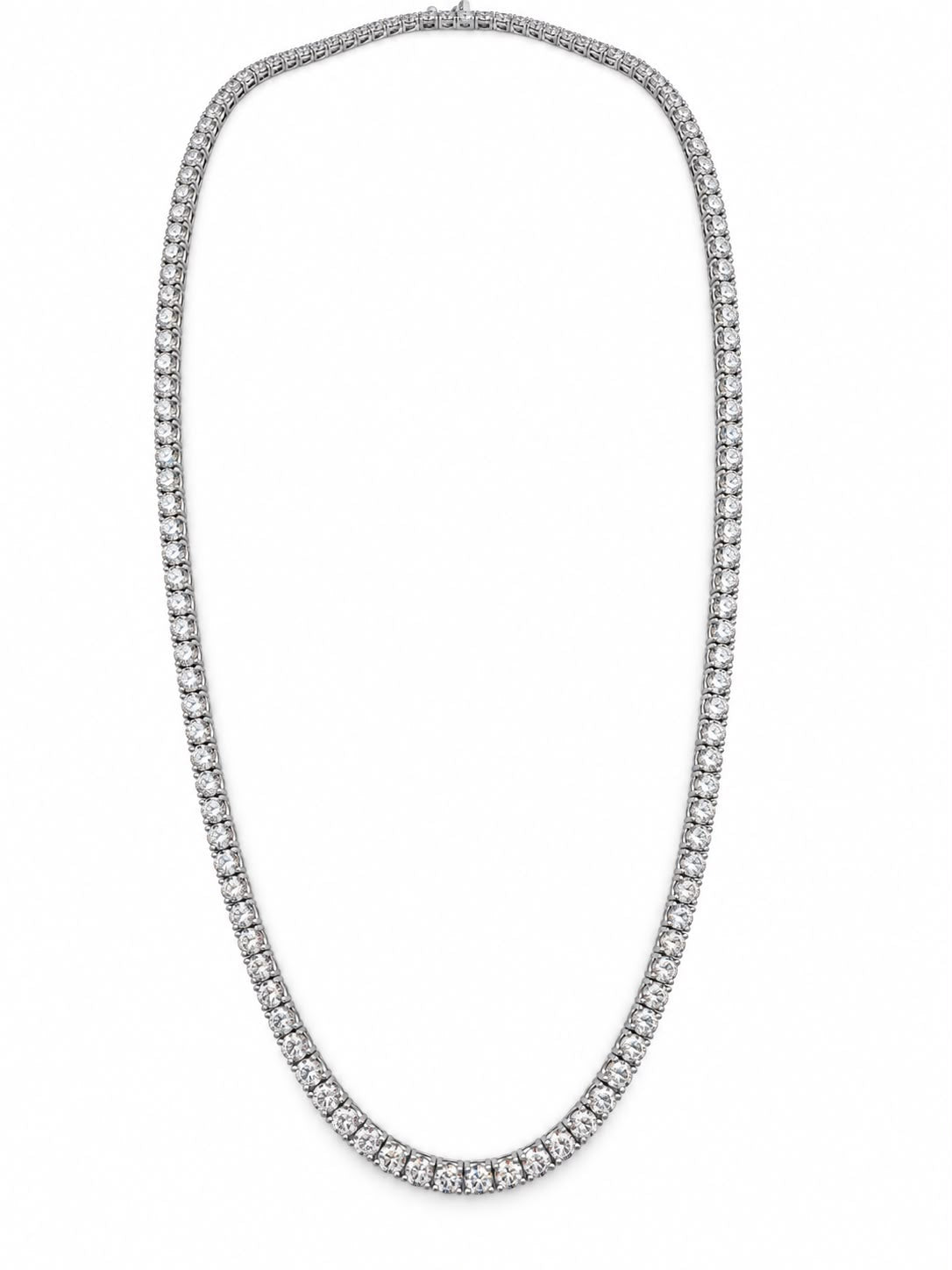 14K White Gold Lab Diamond Tennis Necklace, 12.53ctw - 18"
