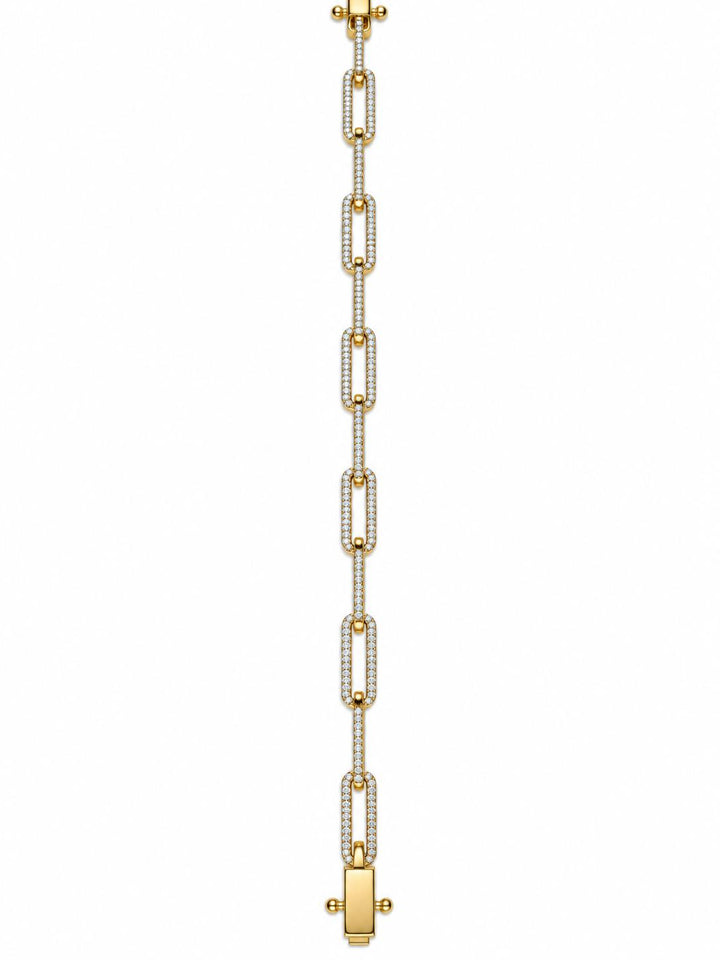 14K Yellow Gold Lab Diamond Paperclip Bracelet
