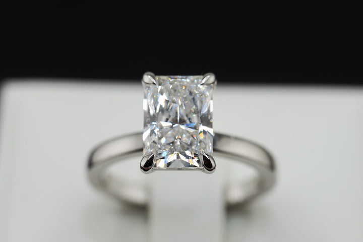 14K White Gold 2.55ct Lab Diamond Emerald Cut Engagement Ring