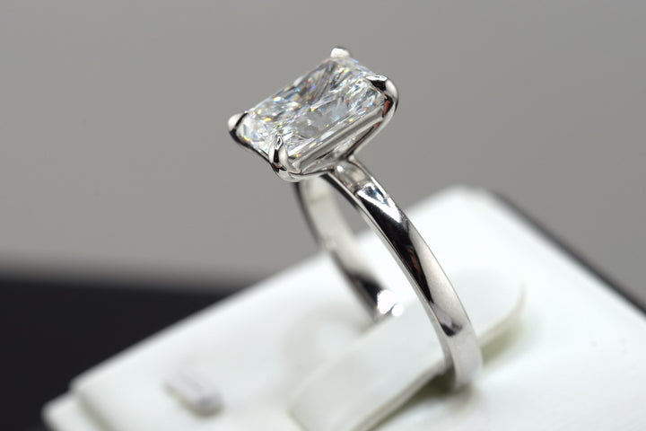 14K White Gold 2.55ct Lab Diamond Emerald Cut Engagement Ring