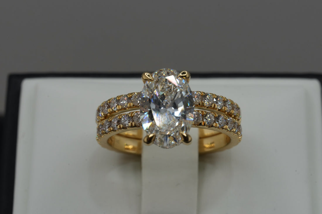14K Yellow Gold 3.74ct Lab Diamond Oval Cut Engagement Ring
