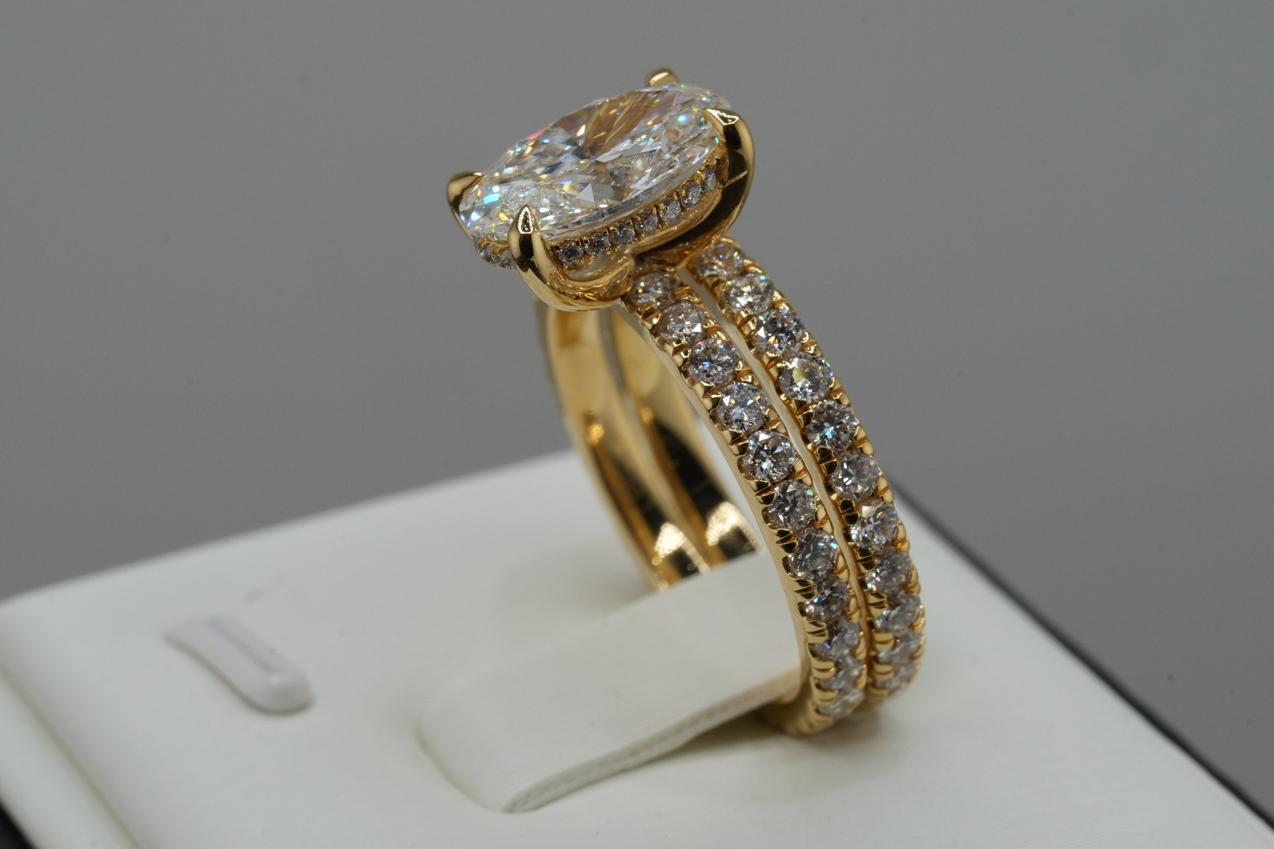 14K Yellow Gold 3.74ct Lab Diamond Oval Cut Engagement Ring