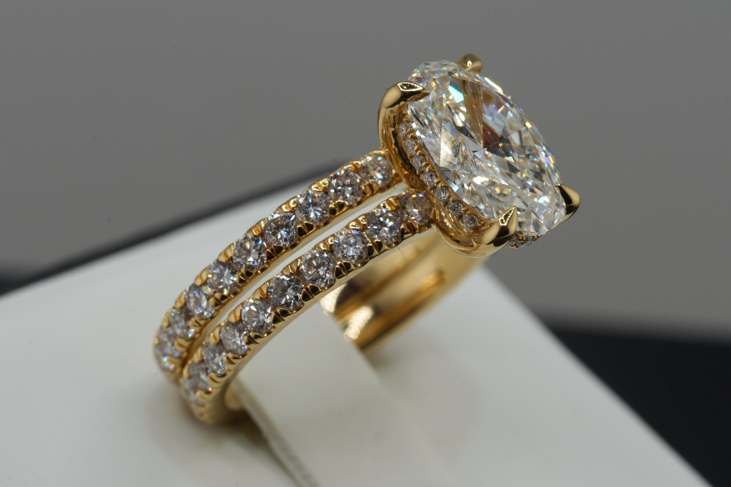 14K Yellow Gold 3.74ct Lab Diamond Oval Cut Engagement Ring