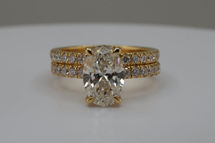14K Yellow Gold 3.74ct Lab Diamond Oval Cut Engagement Ring