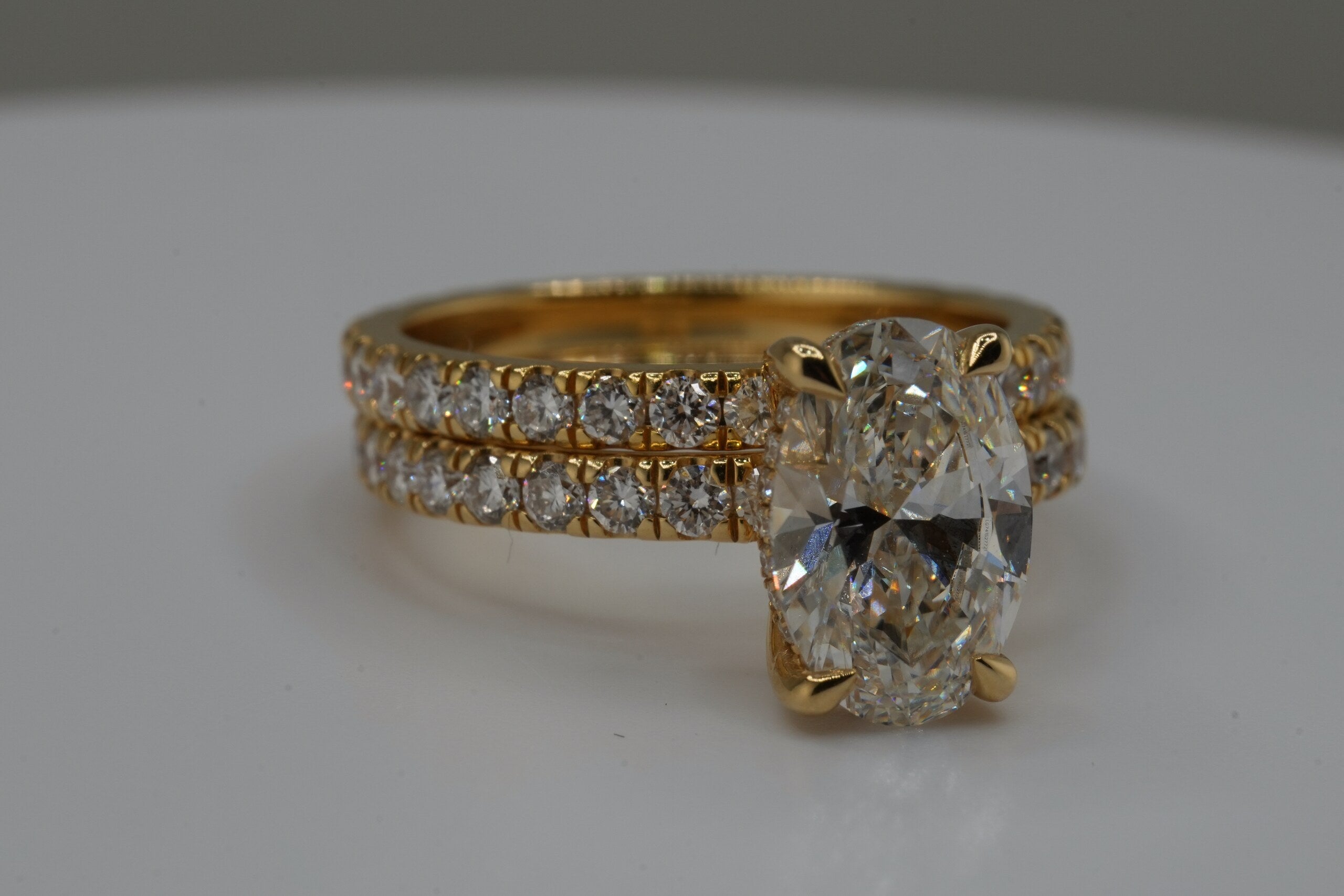 14K Yellow Gold 3.74ct Lab Diamond Oval Cut Engagement Ring