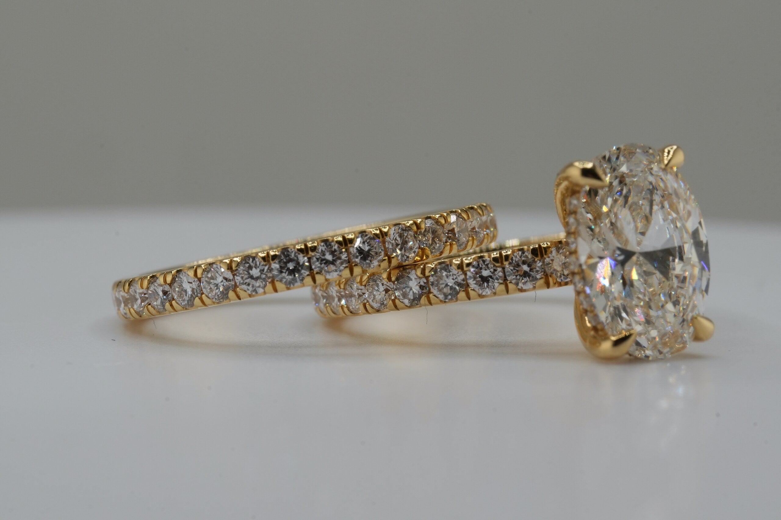 14K Yellow Gold 3.74ct Lab Diamond Oval Cut Engagement Ring