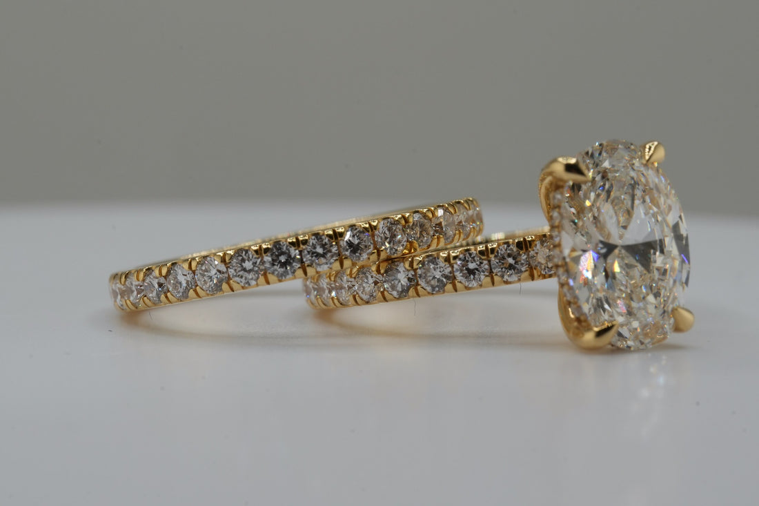 14K Yellow Gold 3.74ct Lab Diamond Oval Cut Engagement Ring