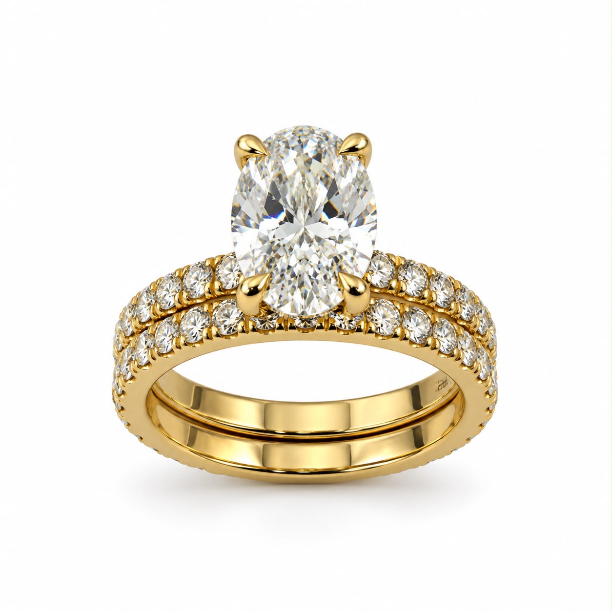 14K Yellow Gold 3.74ct Lab Diamond Oval Cut Engagement Ring