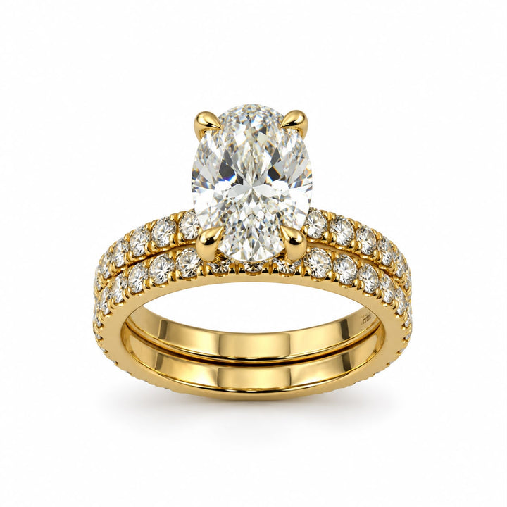 14K Yellow Gold 3.74ct Lab Diamond Oval Cut Engagement Ring