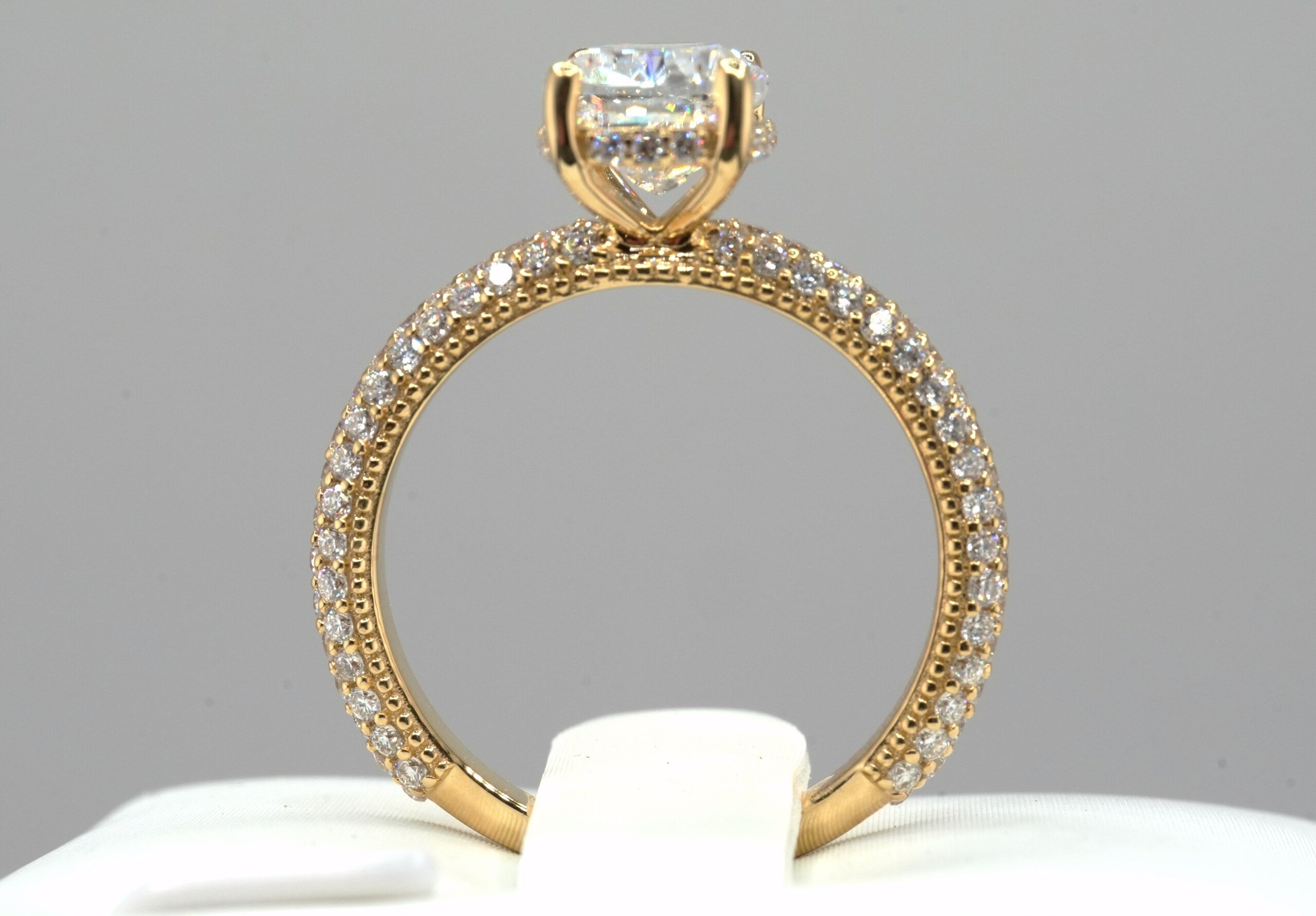 14K Yellow Gold 2.81ct Lab Diamond Cushion Cut Engagement Ring