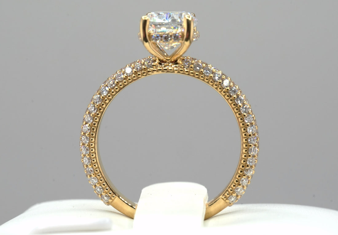14K Yellow Gold 2.81ct Lab Diamond Cushion Cut Engagement Ring