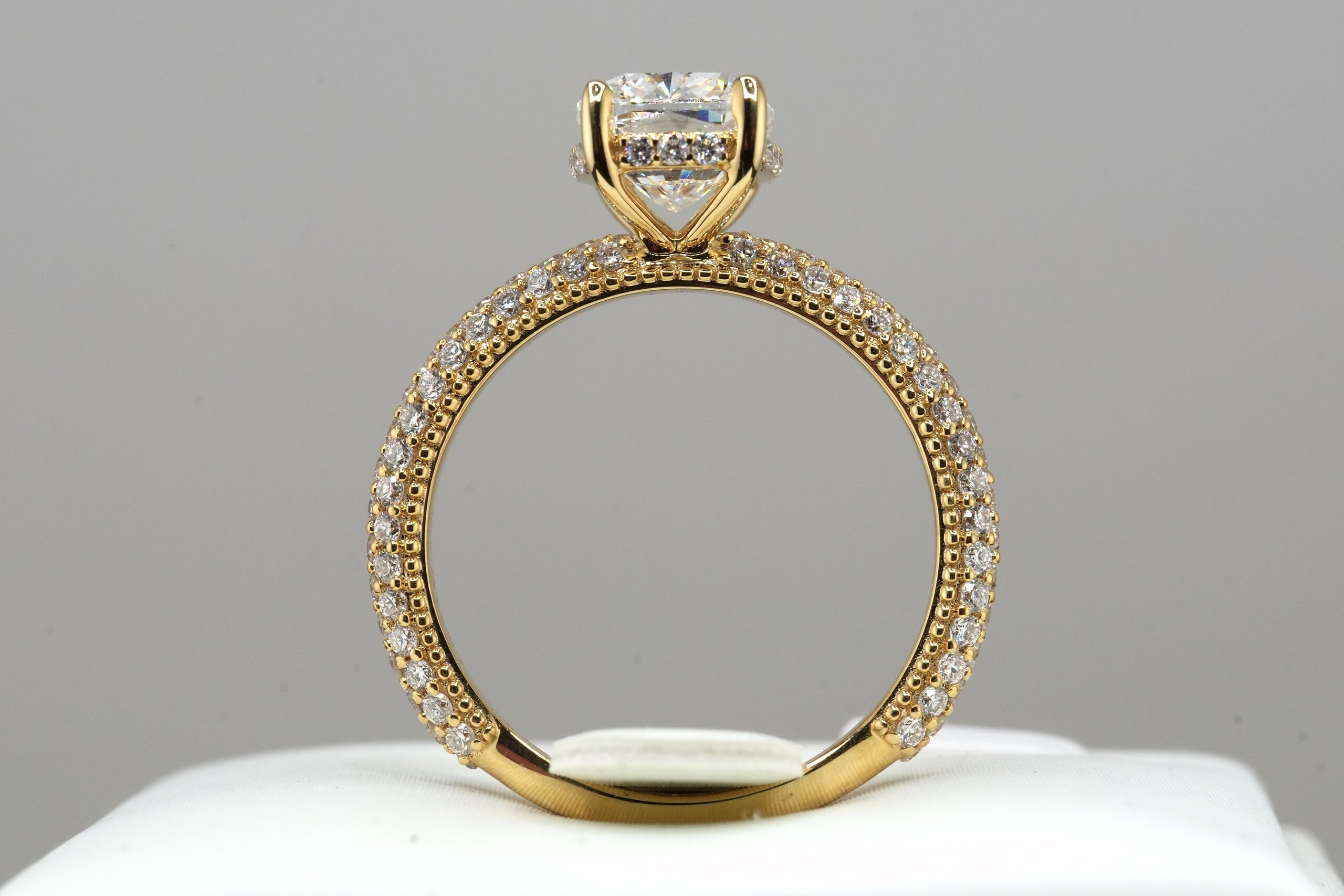 14K Yellow Gold 2.81ct Lab Diamond Cushion Cut Engagement Ring