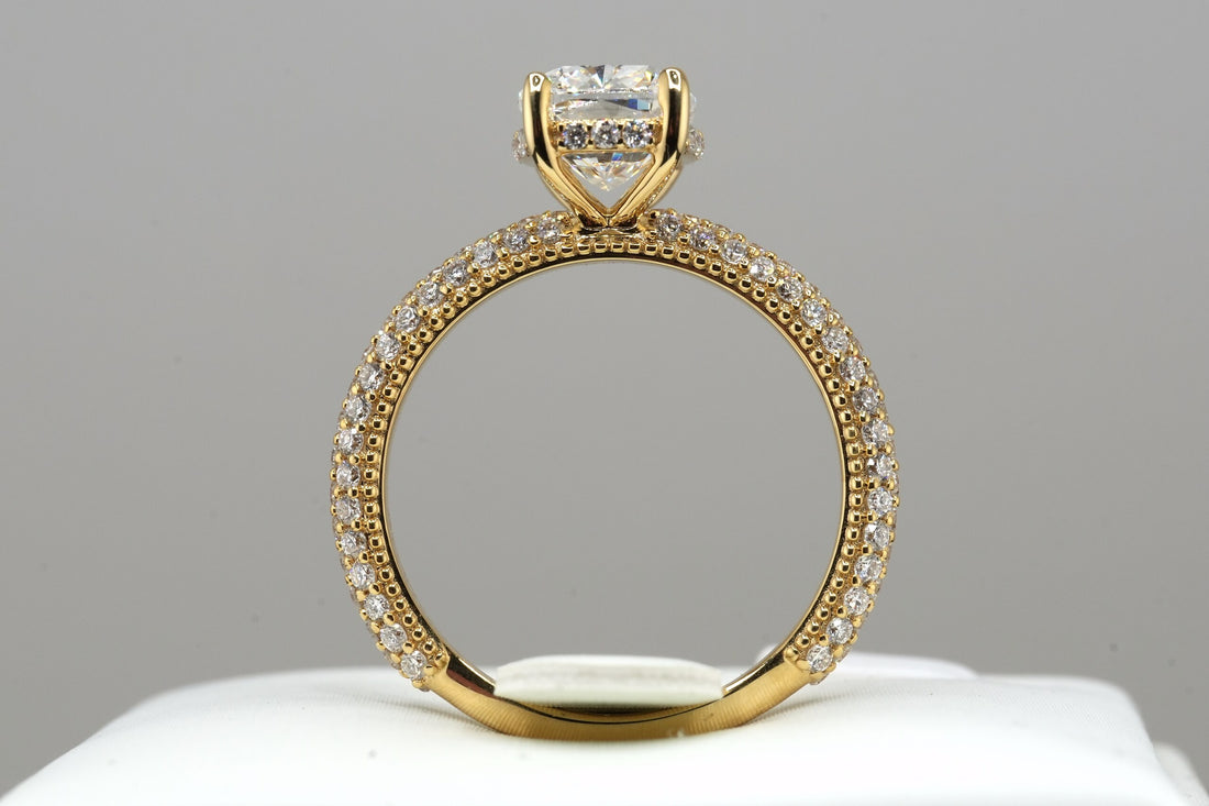 14K Yellow Gold 2.81ct Lab Diamond Cushion Cut Engagement Ring