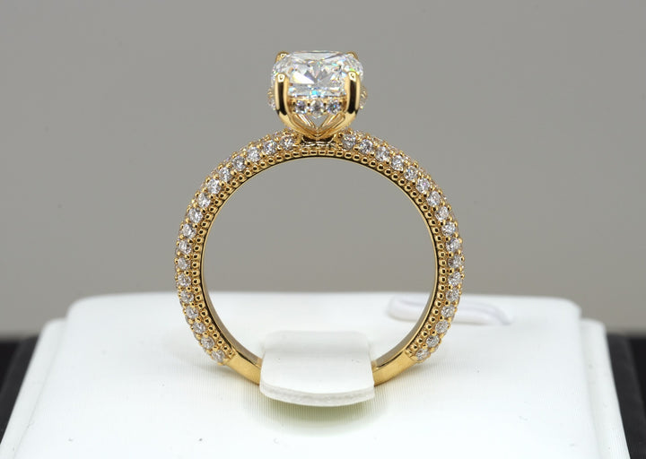 14K Yellow Gold 2.81ct Lab Diamond Cushion Cut Engagement Ring