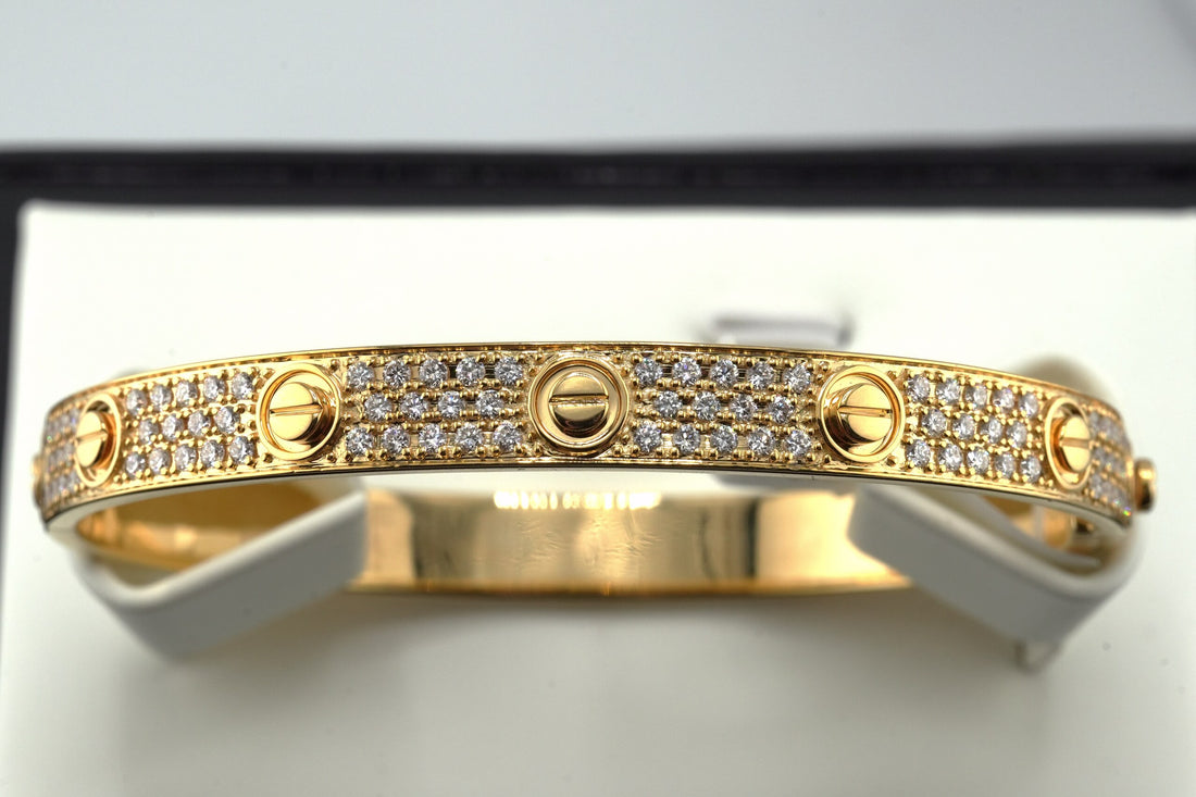 14K Yellow Gold Lab Diamond Screw Bangle