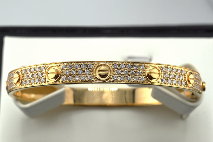 14K Yellow Gold Lab Diamond Screw Bangle