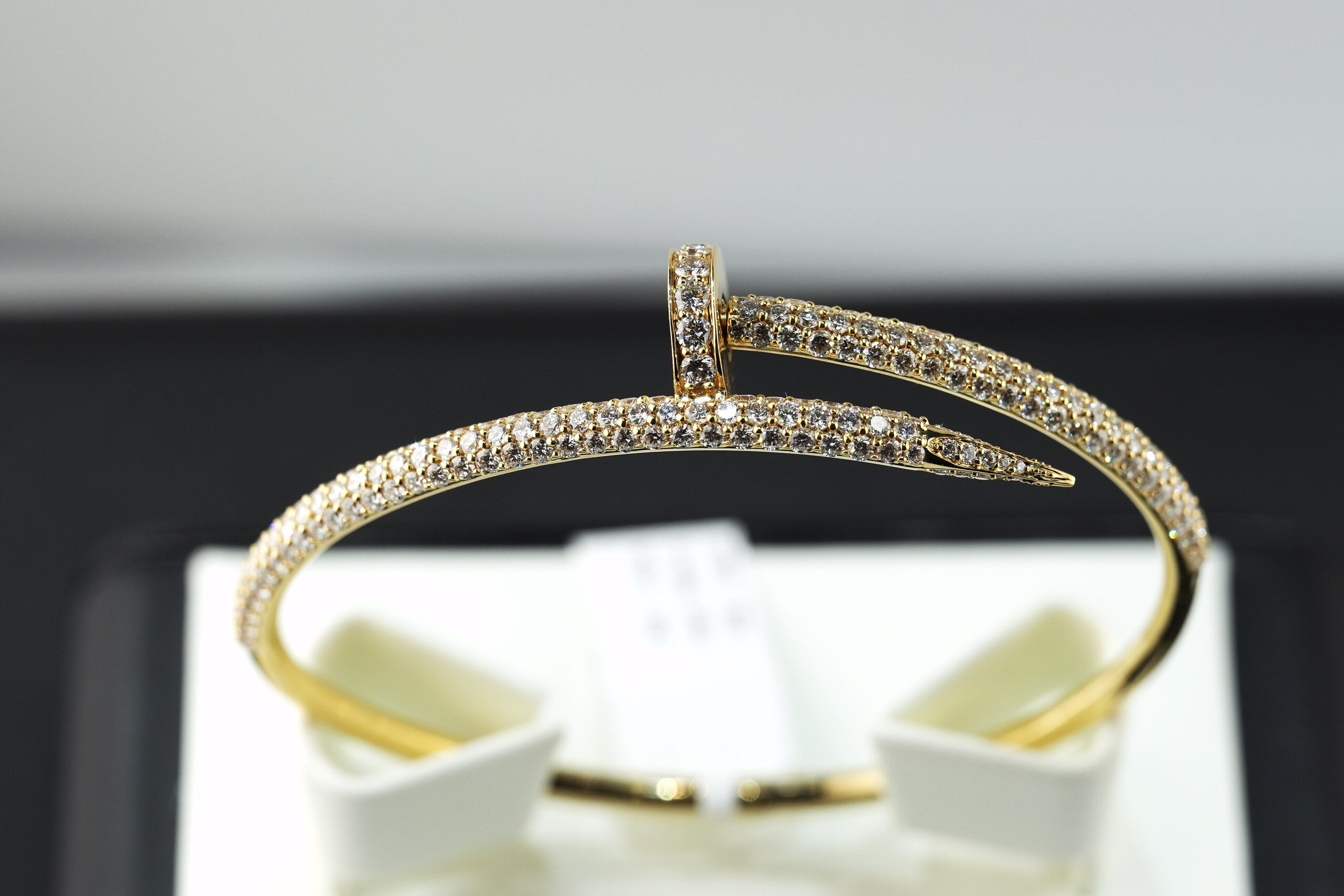 14K Yellow Gold Lab Diamond Nail Bracelet