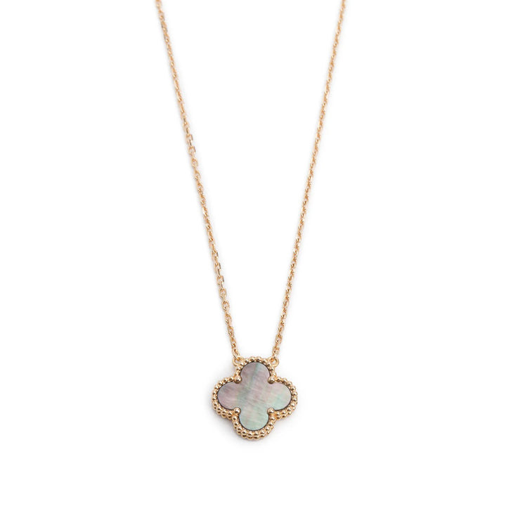 18K Yellow Gold Mother-of-Pearl Four-Leaf Clover Pendant