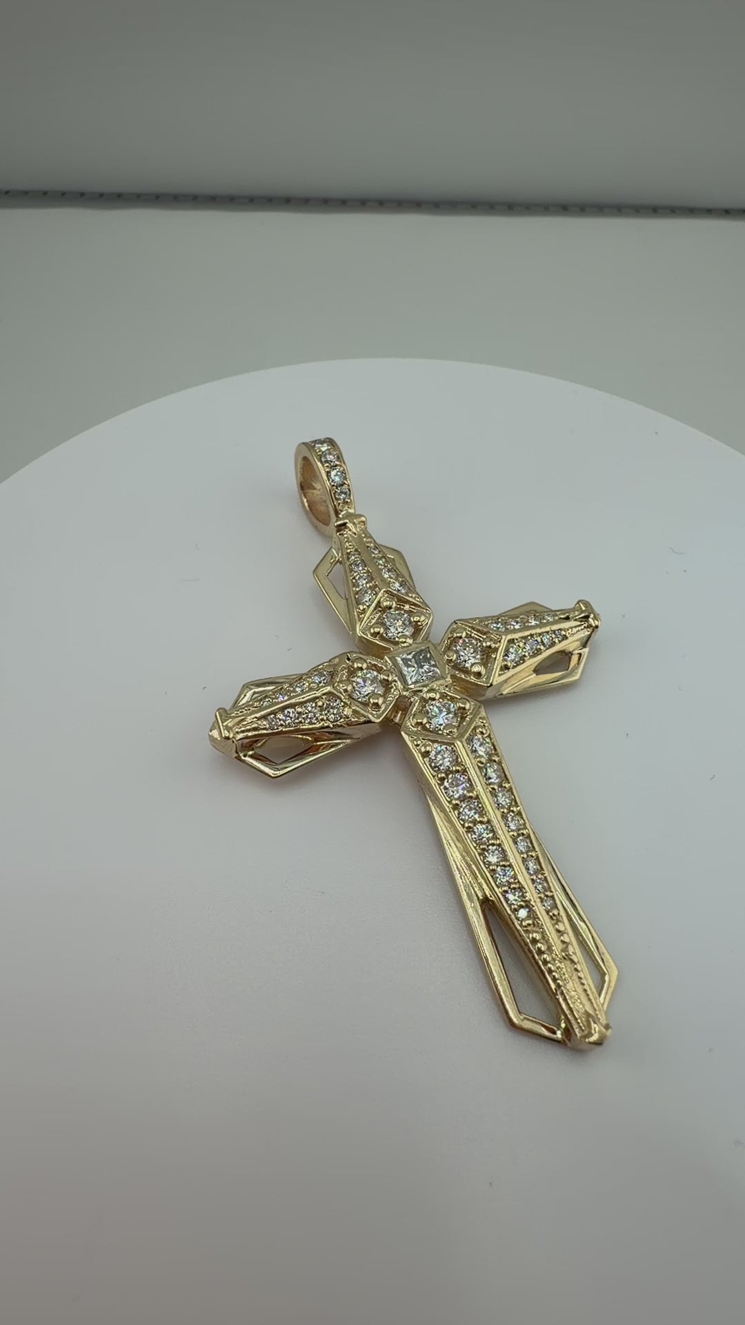 10K Yellow Gold Lab Diamond Cross Pendant