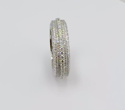 10K White Gold Lab Diamond Men's Fancy Band Ring
