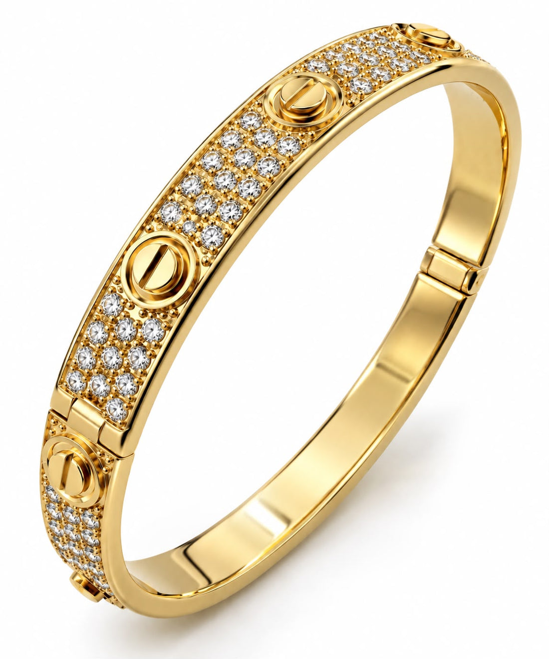 14K Yellow Gold Lab Diamond Screw Bangle